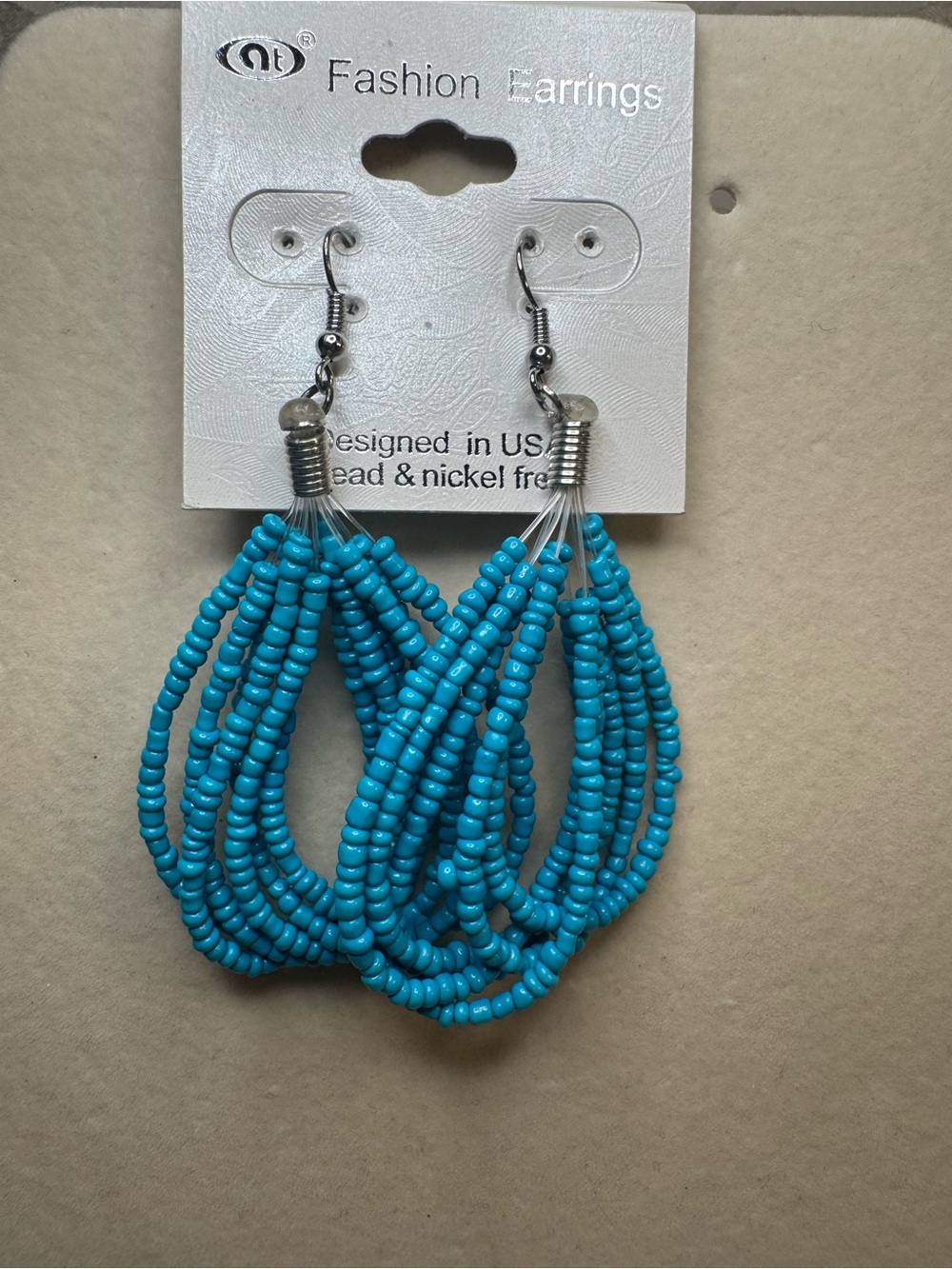 NWT Turquoise Beaded Multi-Strand Tear Drop Earrings